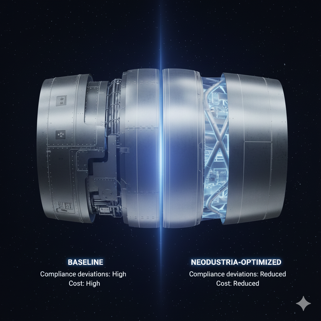Continuous engineering governance: baseline vs Neodustria-optimized
